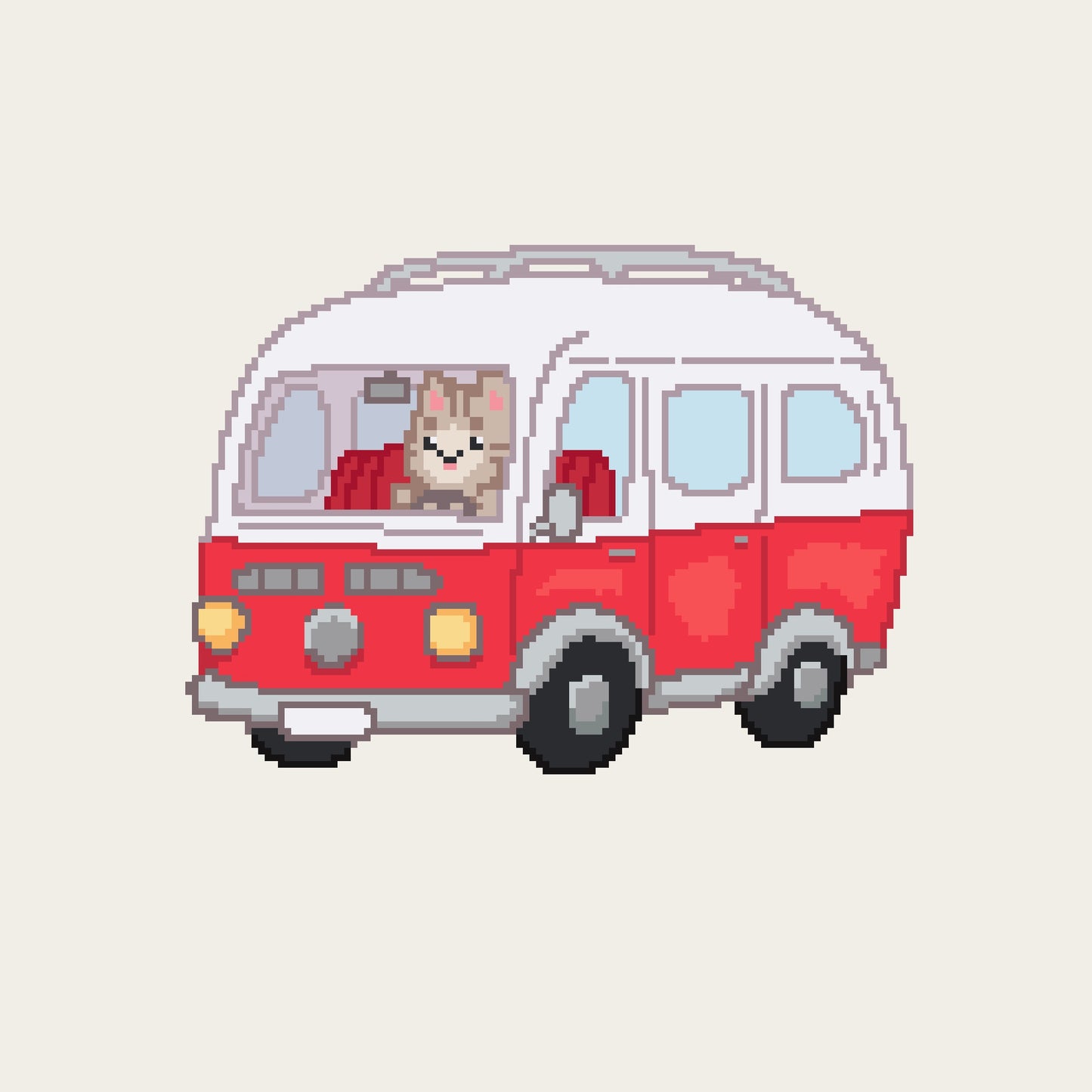 Camper Van Cat - free cross stitch pattern - Downloadable PDF