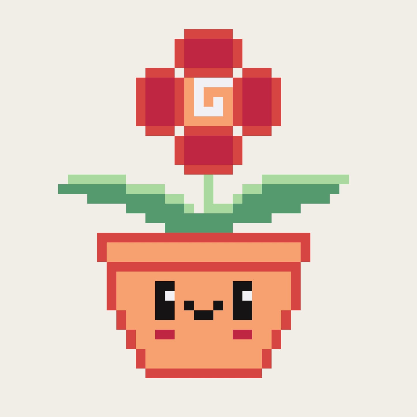 Cute Red Flower Pot free cross stitch pattern - Downloadable PDF suitable for beginners