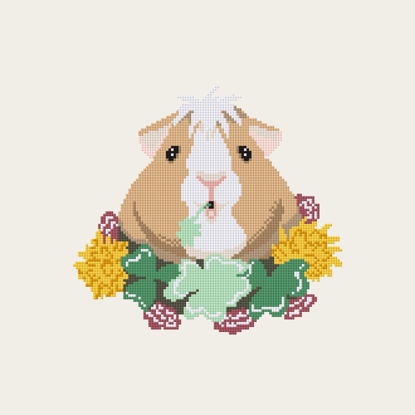 Lucky Pig free guinea pig cross stitch pattern - Downloadable PDF