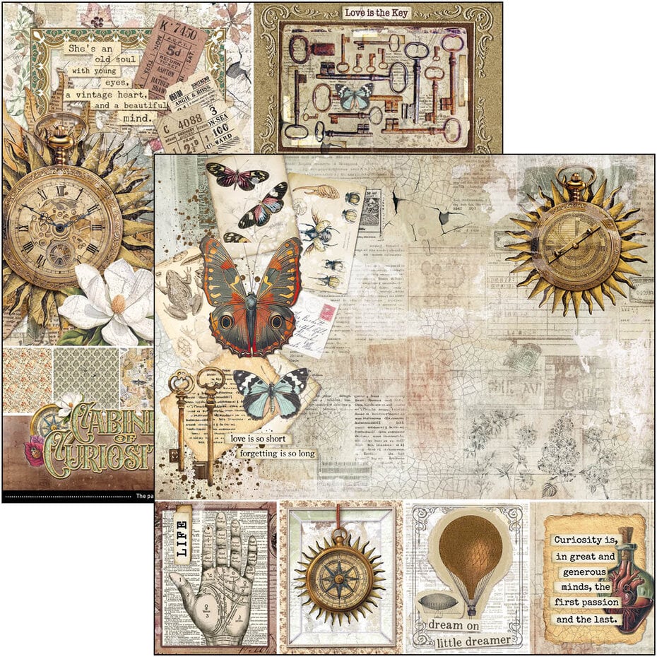 Ciao Bella Cabinet of Curiosities 8x8 Inch Paper Pad (12pcs) (CBH085)