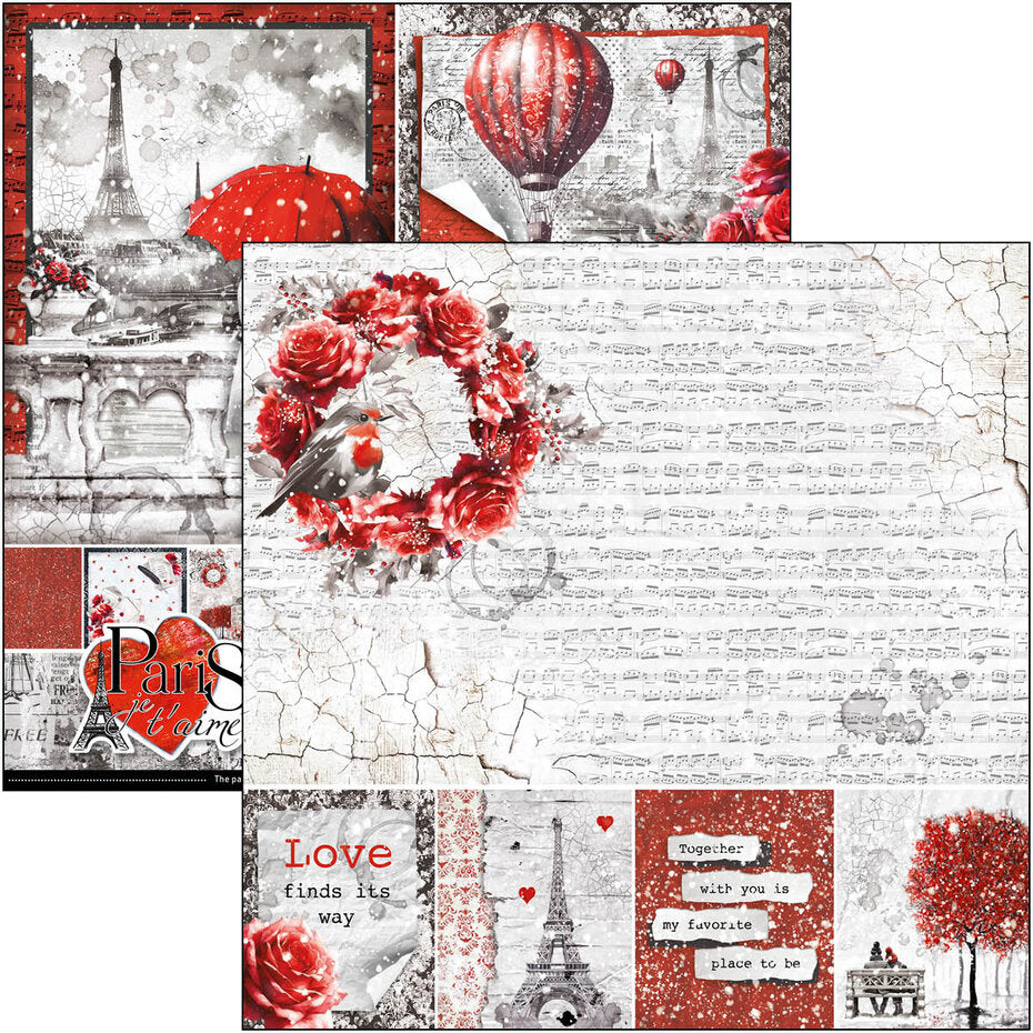 Ciao Bella Paris Je t'aime 8x8 Inch Paper Pad (12pcs) (CBH081)