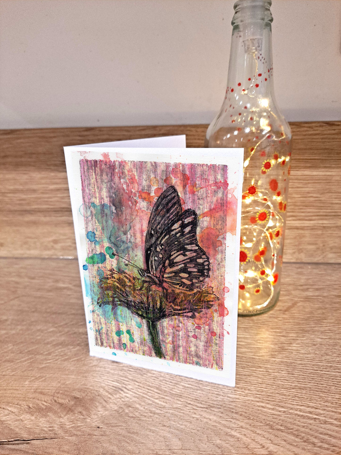 Butterfly and Flower - Greetings Card by Hannah Hildebrand