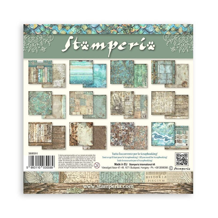 Stamperia Songs of the Sea Backgrounds 8x8 Inch Paper Pack (SBBS91)