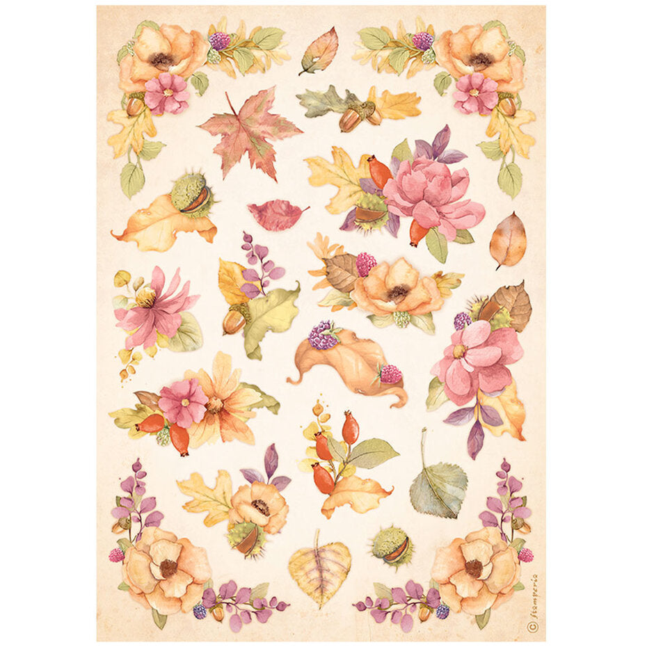 Stamperia A4 Rice Paper Woodland Flowers (DFSA4816)