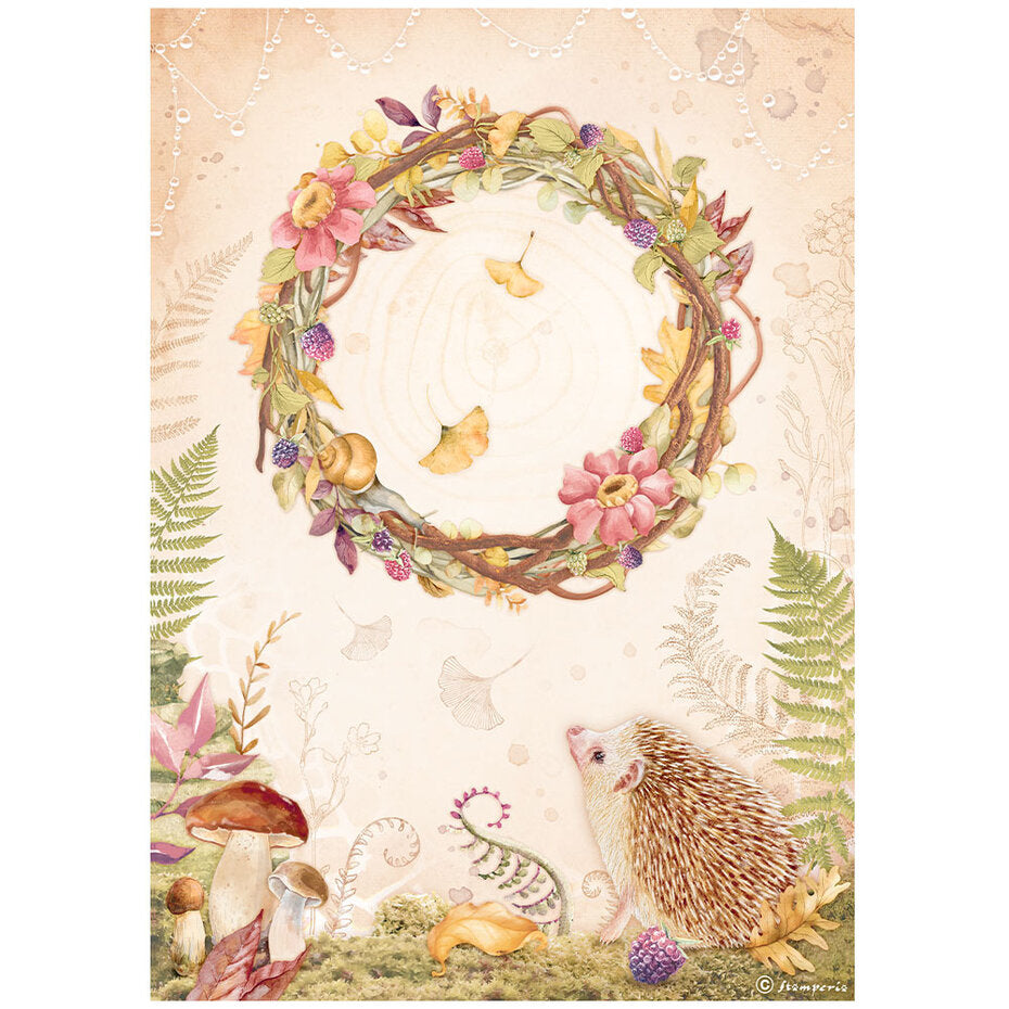 Stamperia A4 Rice Paper Woodland Garland (DFSA4820)