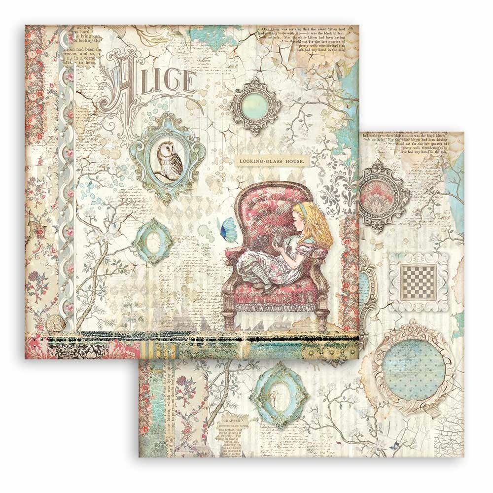 Stamperia Alice Through the Looking Glass 12x12 Inch Paper Pack (SBBL93)