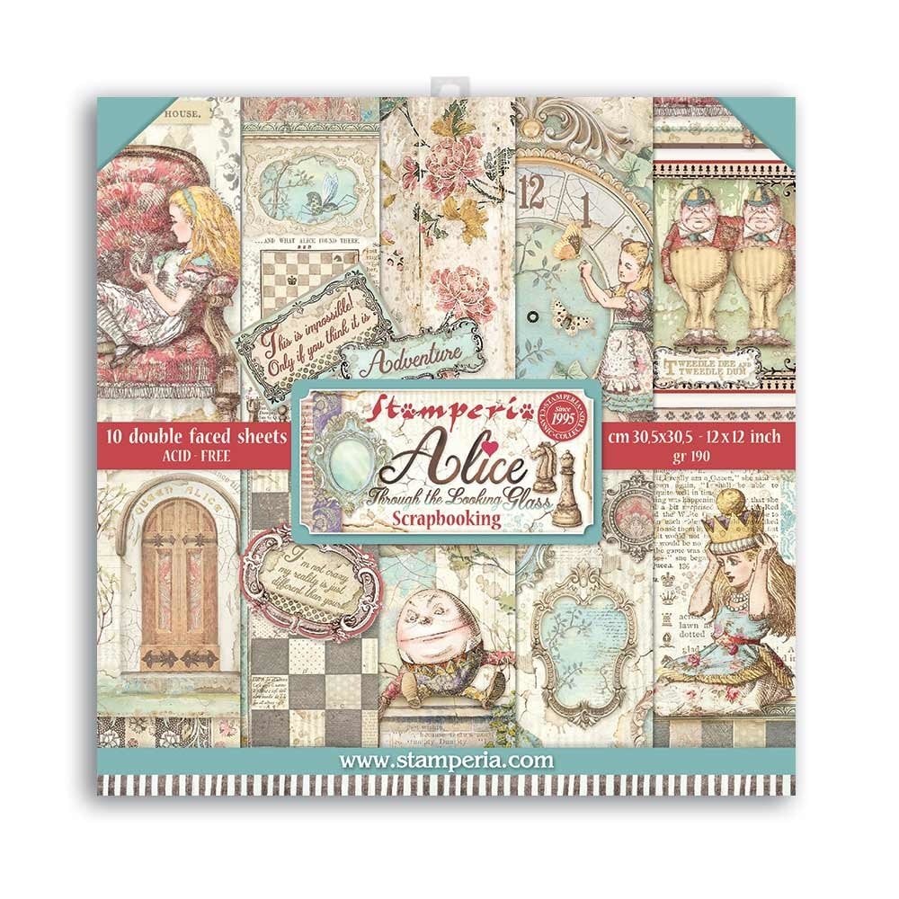 Stamperia Alice Through the Looking Glass 12x12 Inch Paper Pack (SBBL93)