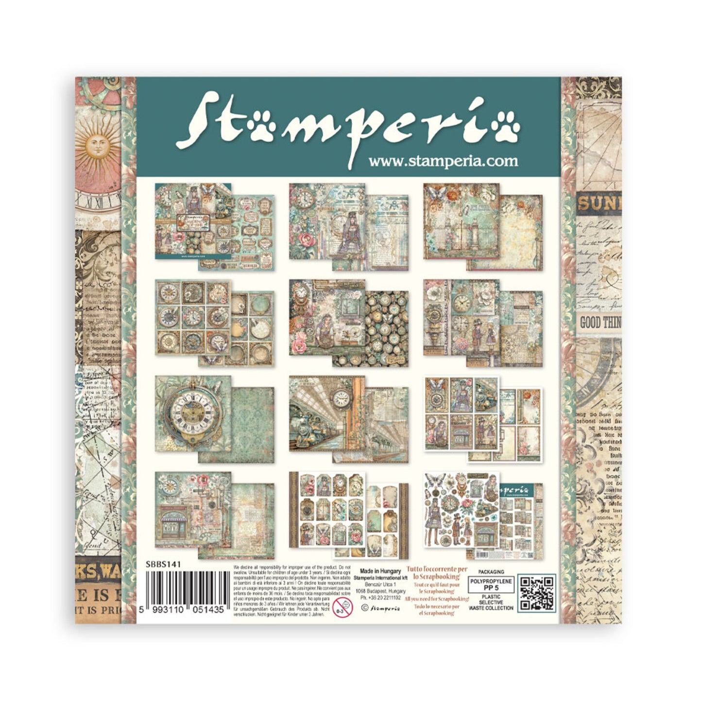 Stamperia Gardens of Time 8x8 Inch Paper Pack by Antonis Tzanidakis (SBBS141)