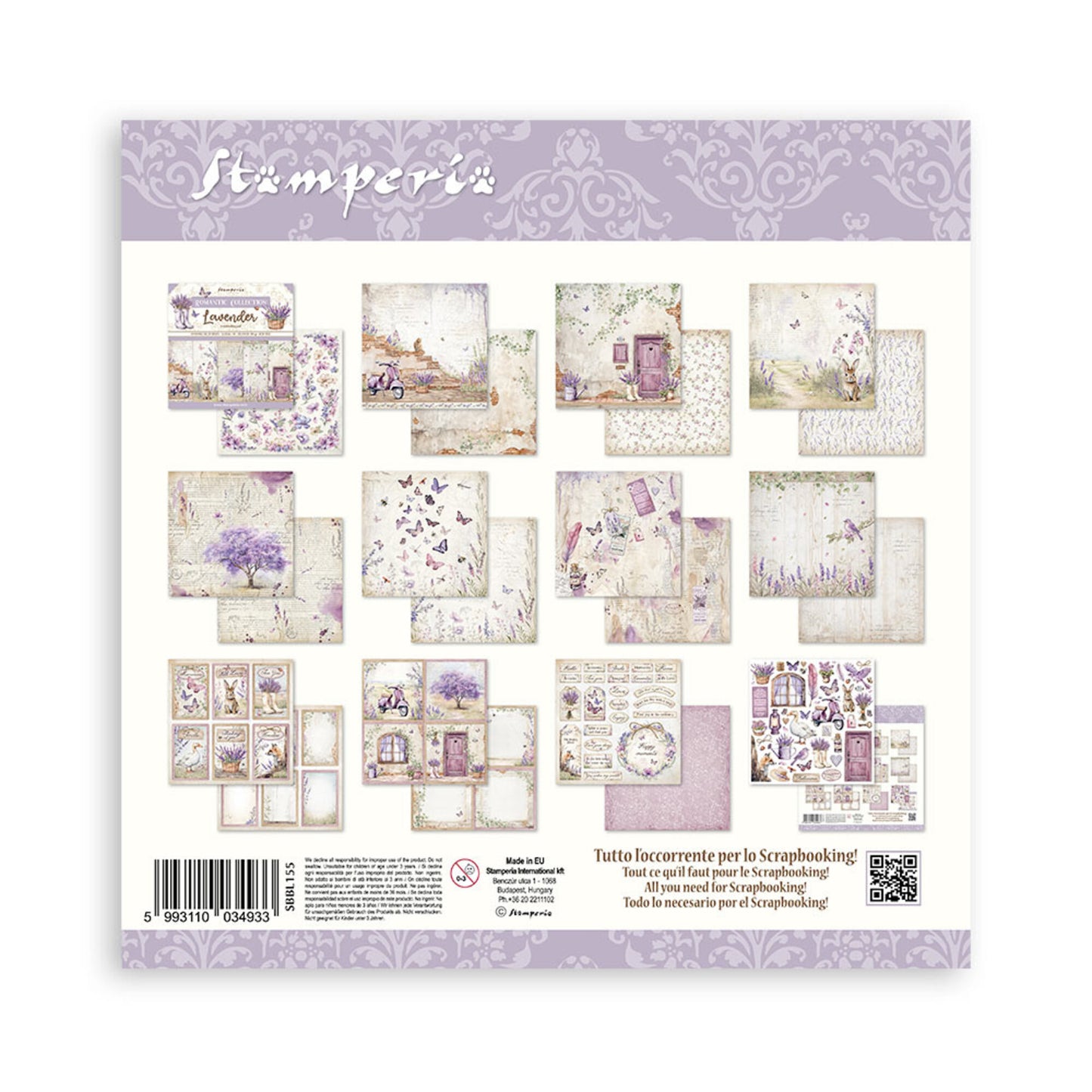 Stamperia Lavender 12x12 Inch Paper Pack (SBBL155)