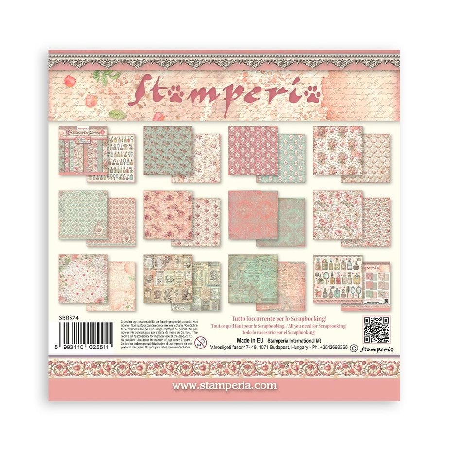 Stamperia Rose Parfum Backgrounds 8x8 Inch Paper Pack (SBBS74)