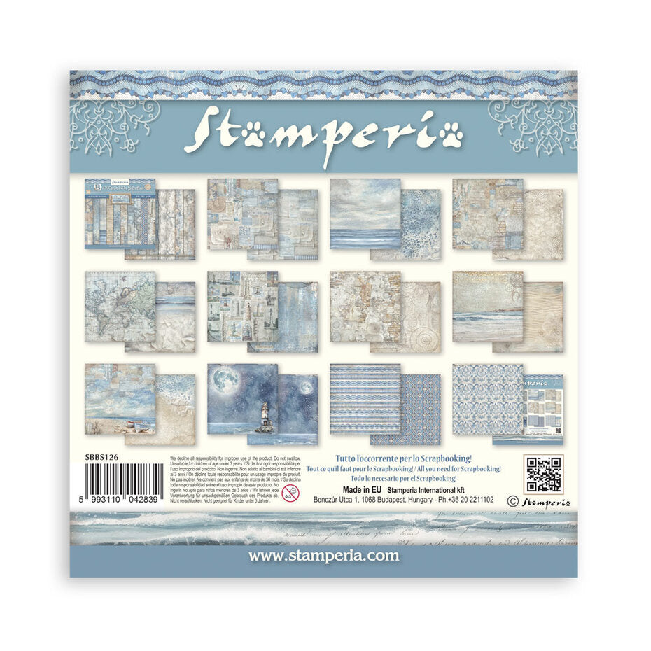Stamperia Silent Sea 8x8 Inch Paper Pack Backgrounds Selection (SBBS126)