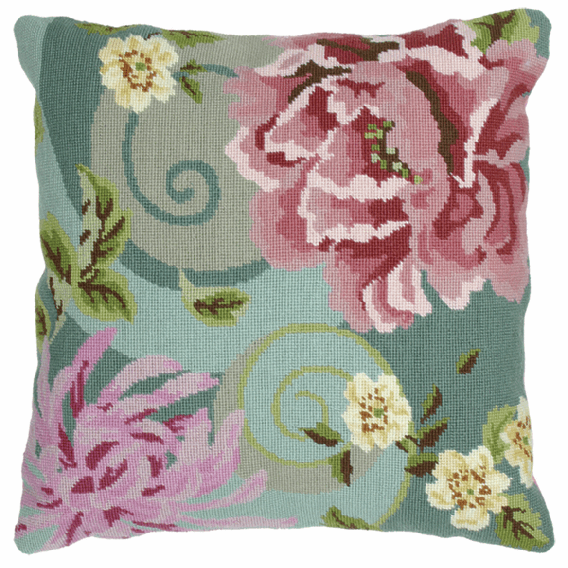 Floral Swirl in Green Cushion - Anchor Tapestry Kit: ALR01