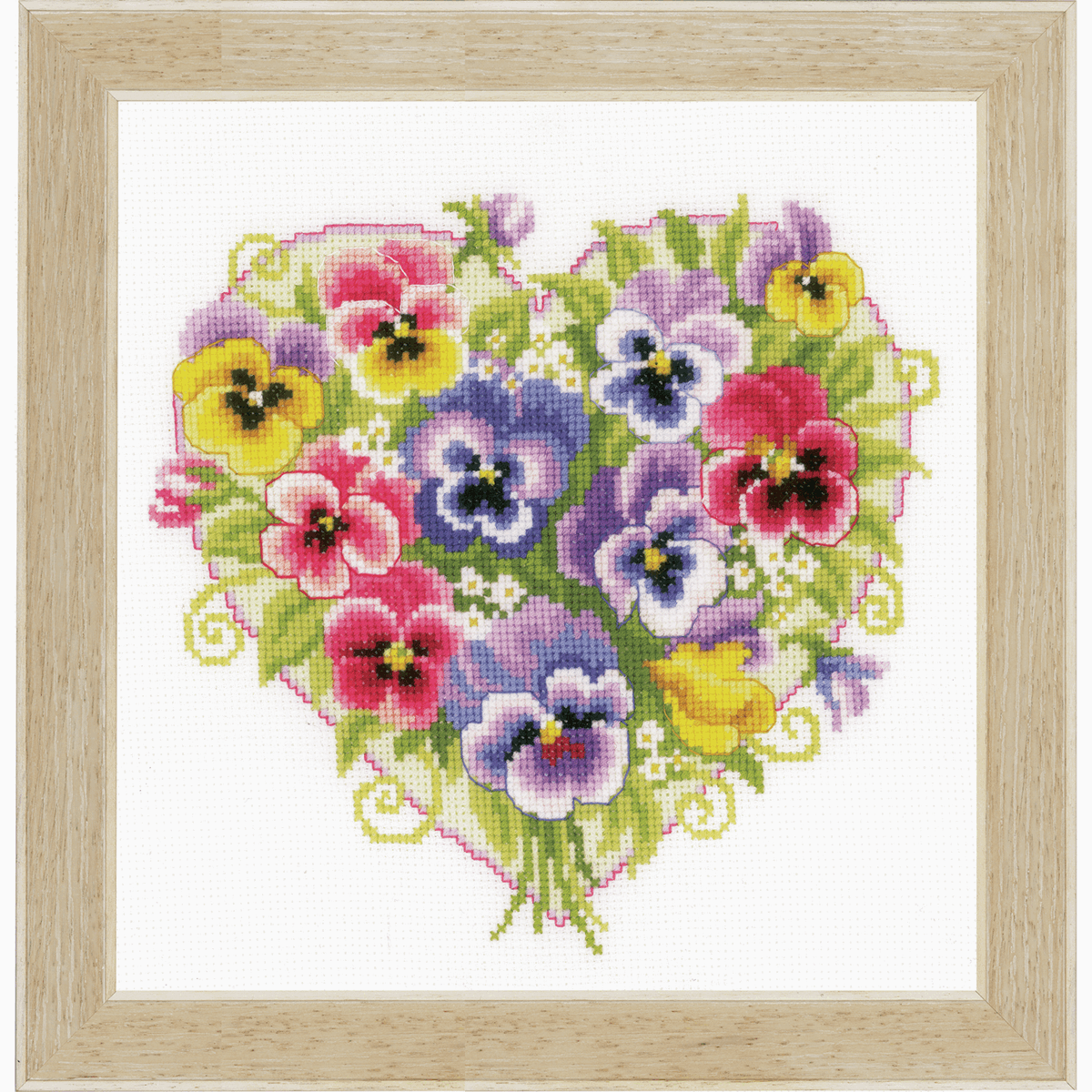 Pansies in Heart Shape - Vervaco Counted Cross Stitch Kit PN-0170404