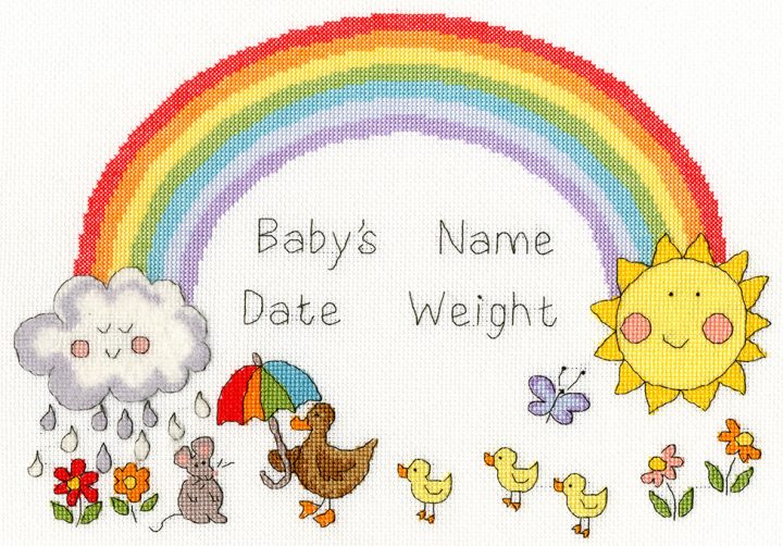Rainbow Baby - Birth Sampler - Bothy Threads Cross Stitch Kit XNB7
