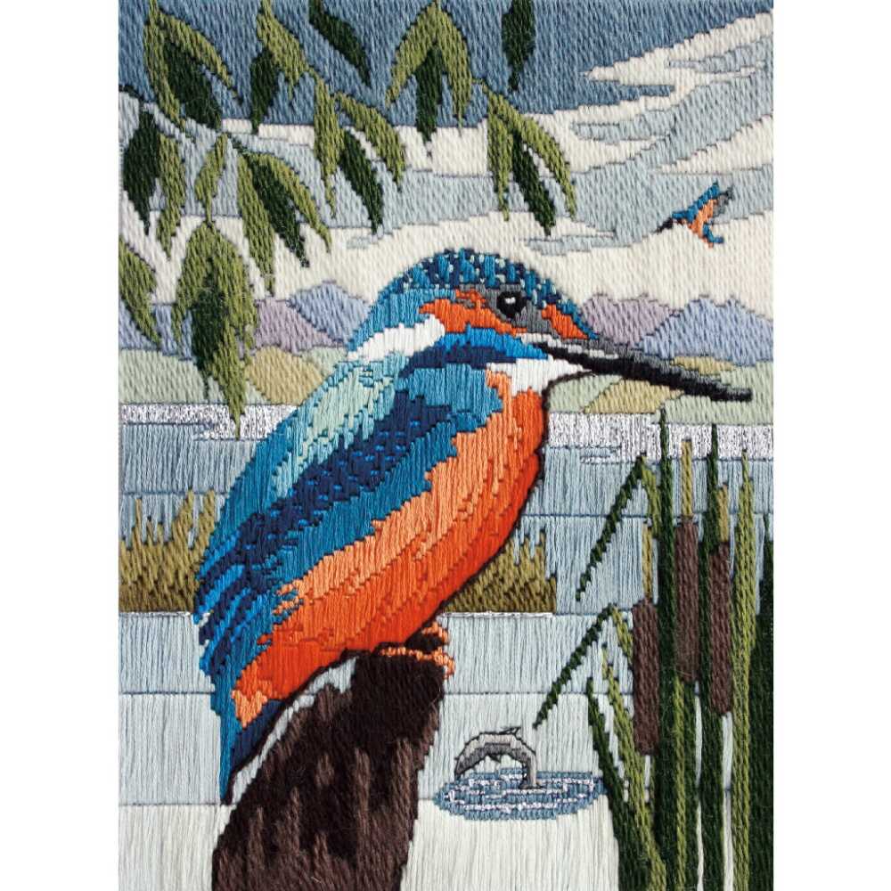 Kingfisher In Silks - Derwentwater Designs Silken Long Stitch Kit DWSD17