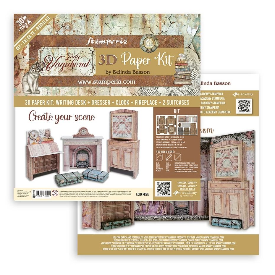 Stamperia 3D Paper Kit 12x12 Inch Lady Vagabond Lifestyle (SBPOP08)