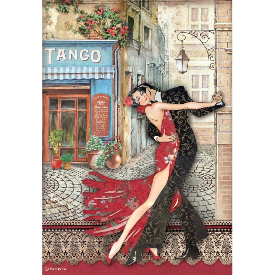Stamperia Rice Paper A4 Desire Tango (DFSA4717)