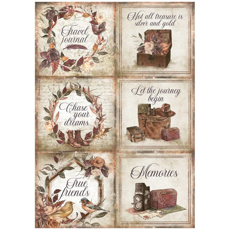 Stamperia Rice Paper A4 Our Way Cards (DFSA4716)