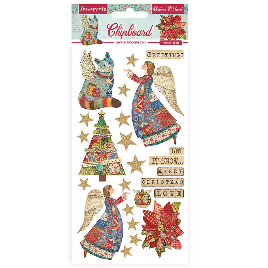 Stamperia Chipboard 15x30cm Christmas Patchwork (DFLCB35)
