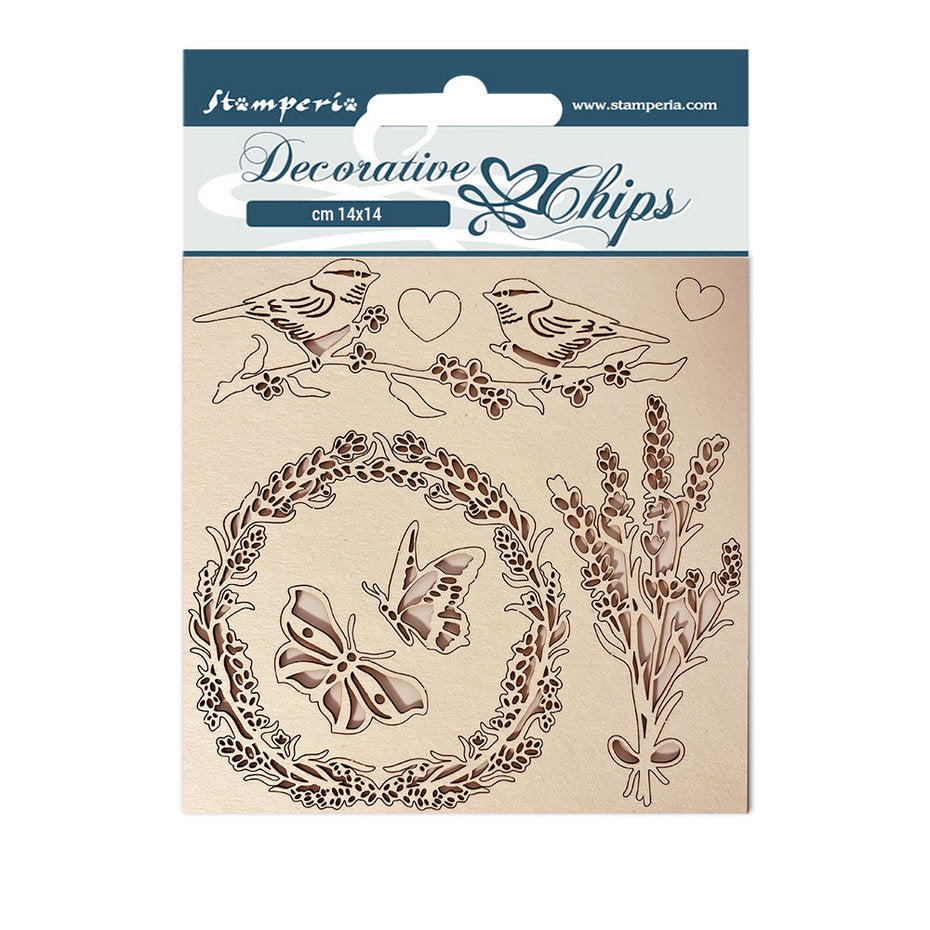 Stamperia Decorative Chips Provence Garland and Birds (SCB116)