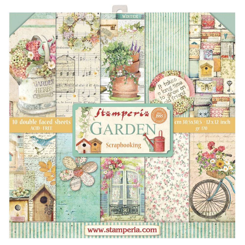 Stamperia Garden 12x12 Inch Paper Pack SBBL43 for Scrapbooking