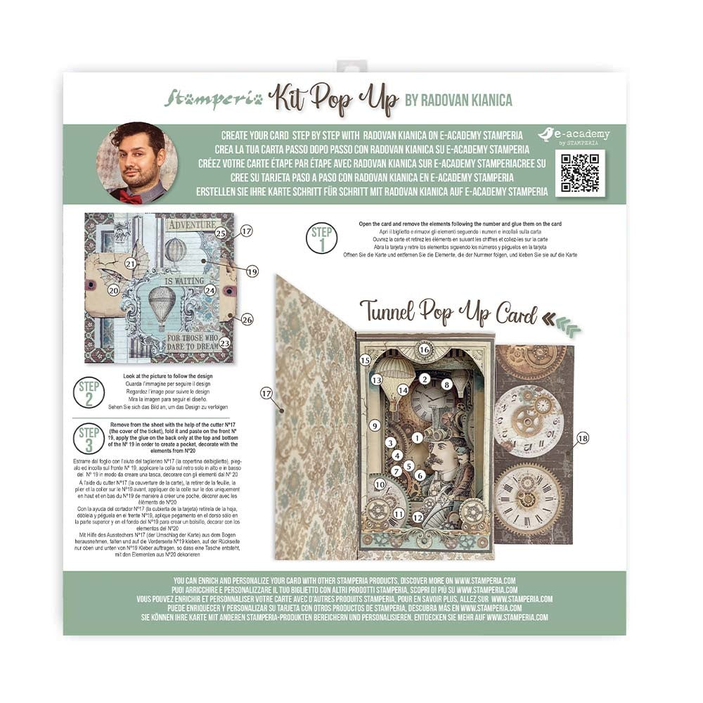 Stamperia Pop Up Kit 12x12 Inch Voyages Fantastiques Tunnel (SBPOP06)