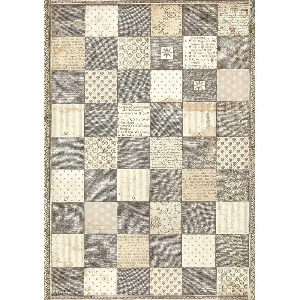 Stamperia Rice Paper A4 Alice Chessboard (DFSA4605)