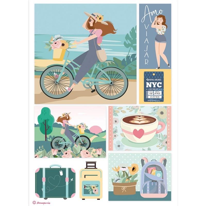 Stamperia Rice Paper A4 Bycicle (DFSA4423) for Decoupage