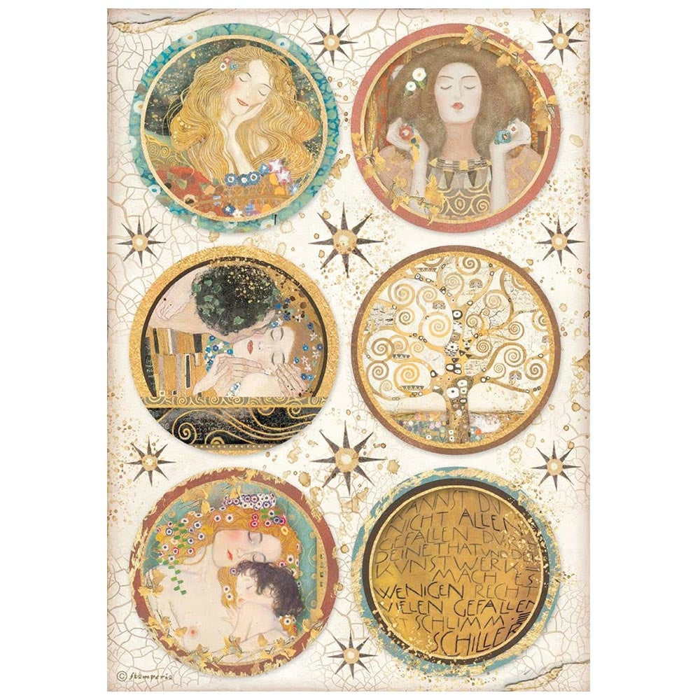 Stamperia Rice Paper A4 Klimt Rounds (DFSA4640)