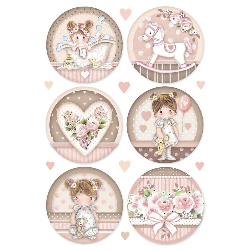 Stamperia Rice Paper A4 Little Girl Round (DFSA4451) -|