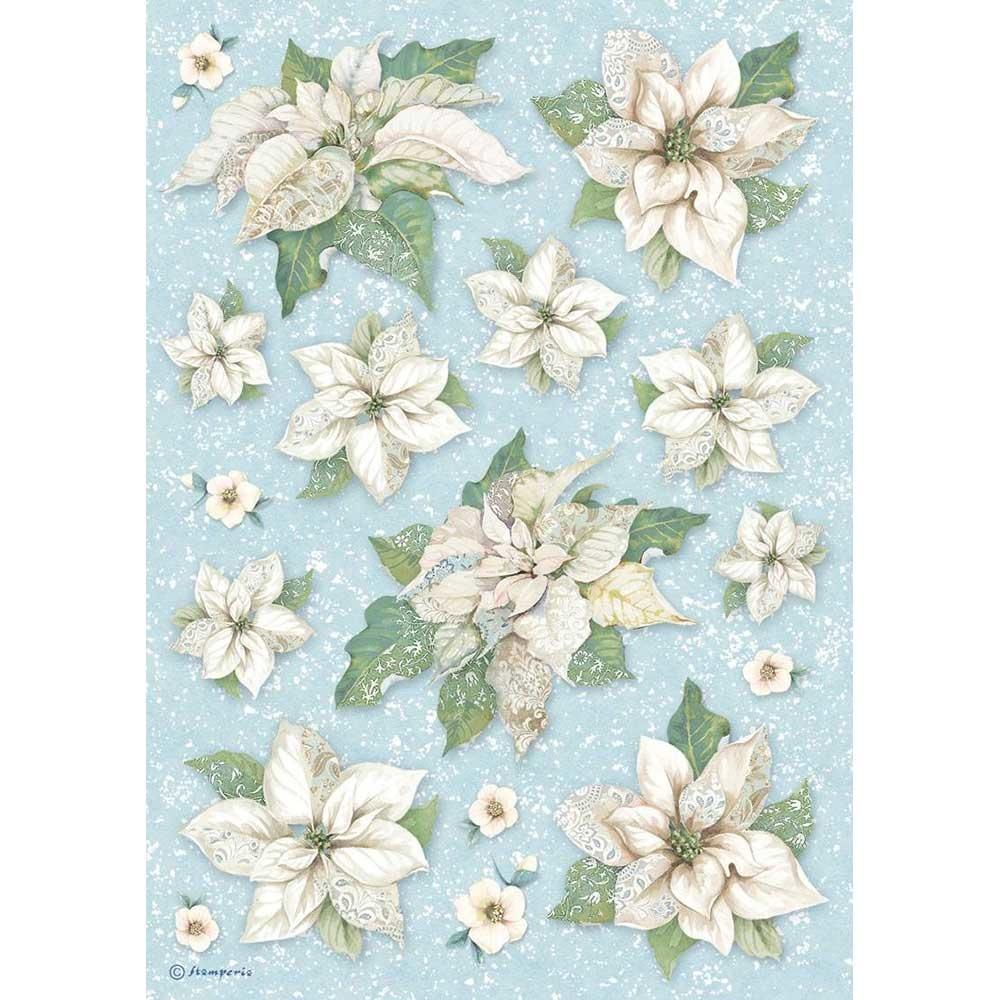 Stamperia Rice Paper A4 Poinsettia Texture (DFSA4494)