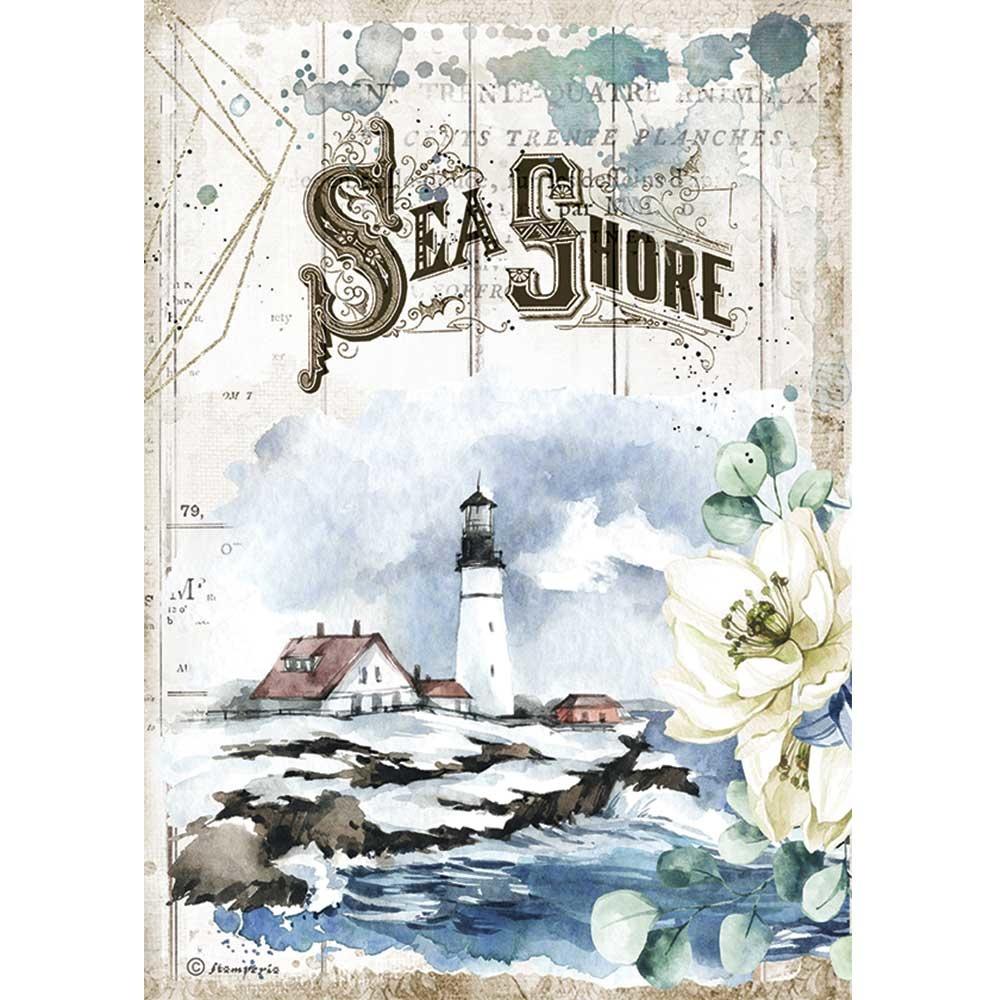 Stamperia Rice Paper A4 Romantic Sea Dream Sea Shore (DFSA4558)