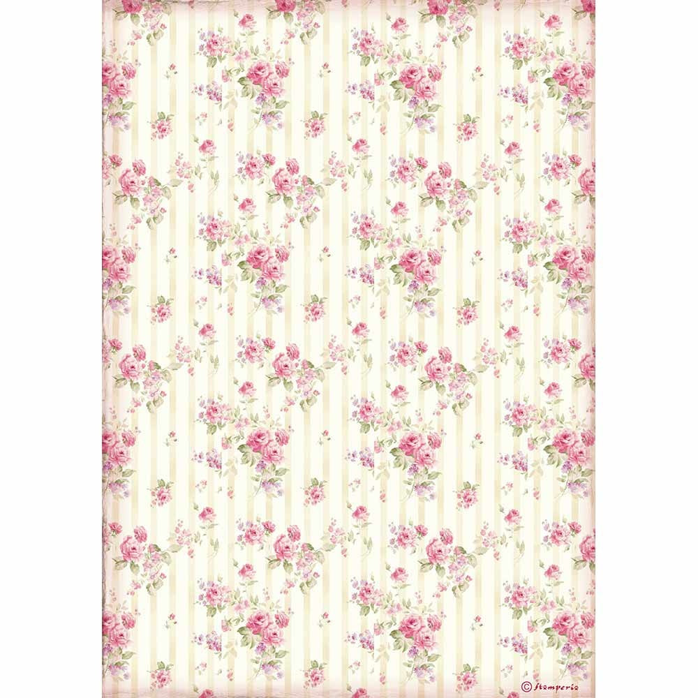 Stamperia Rice Paper A4 Rose Wallpaper (DFSA4505)
