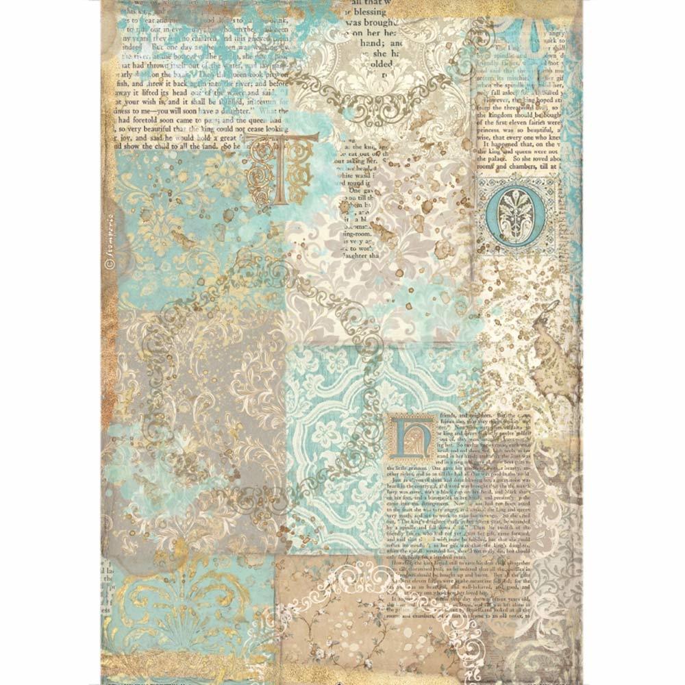 Stamperia Rice Paper A4 Sleeping Beauty Texture Gold (DFSA4572) for Decoupage