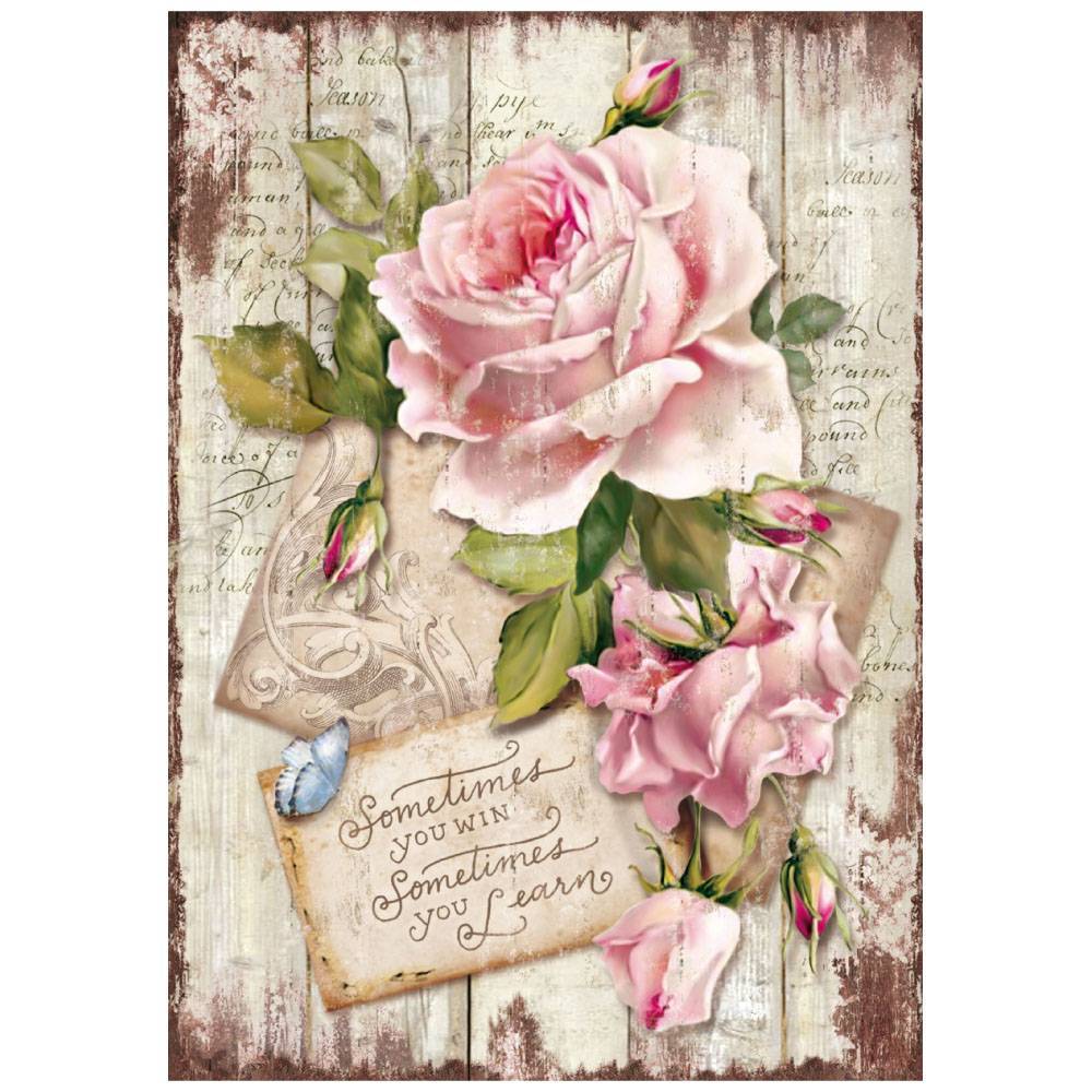 Stamperia Rice Paper A4 Sweet Time Rose for Decoupage DFSA4254