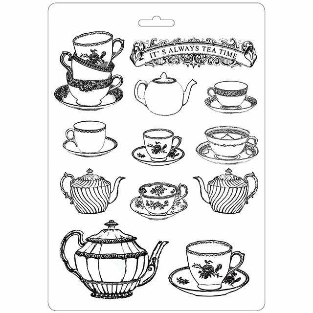 Stamperia Soft Maxi Mould Alice in Wonderland Tea Time (K3PTA455)