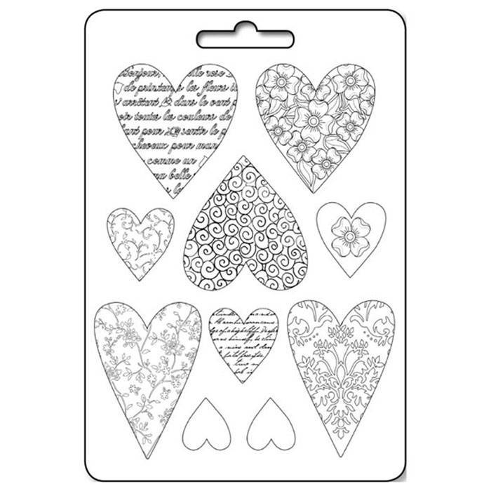 Stamperia Soft Maxi Mould Textured Hearts (K3PTA425)
