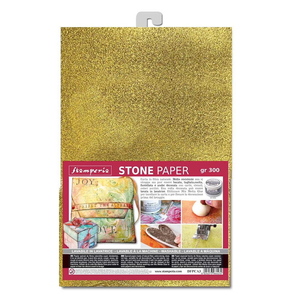 Stamperia Stone Paper A4 Gold (DFPCA4G)