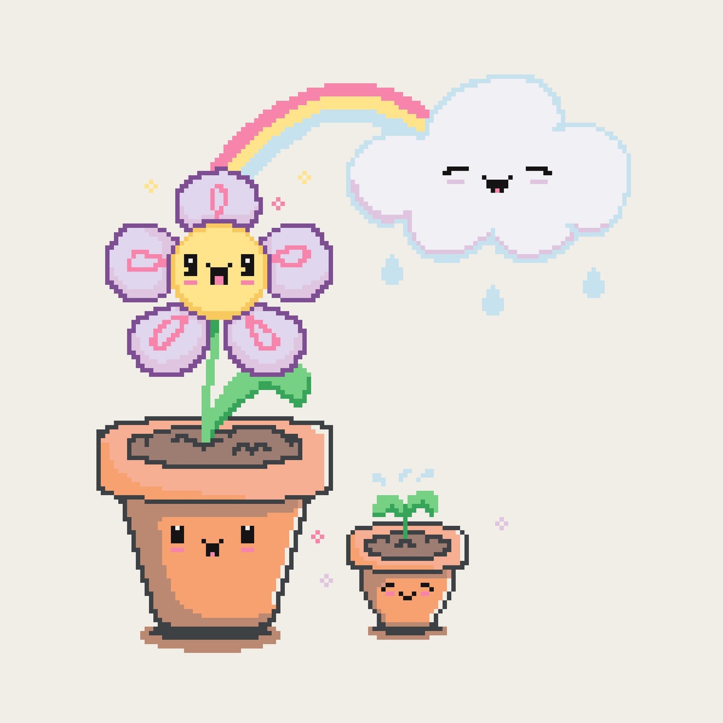 Cute Plant Pot Family cross stitch pattern - Free Downloadable PDF