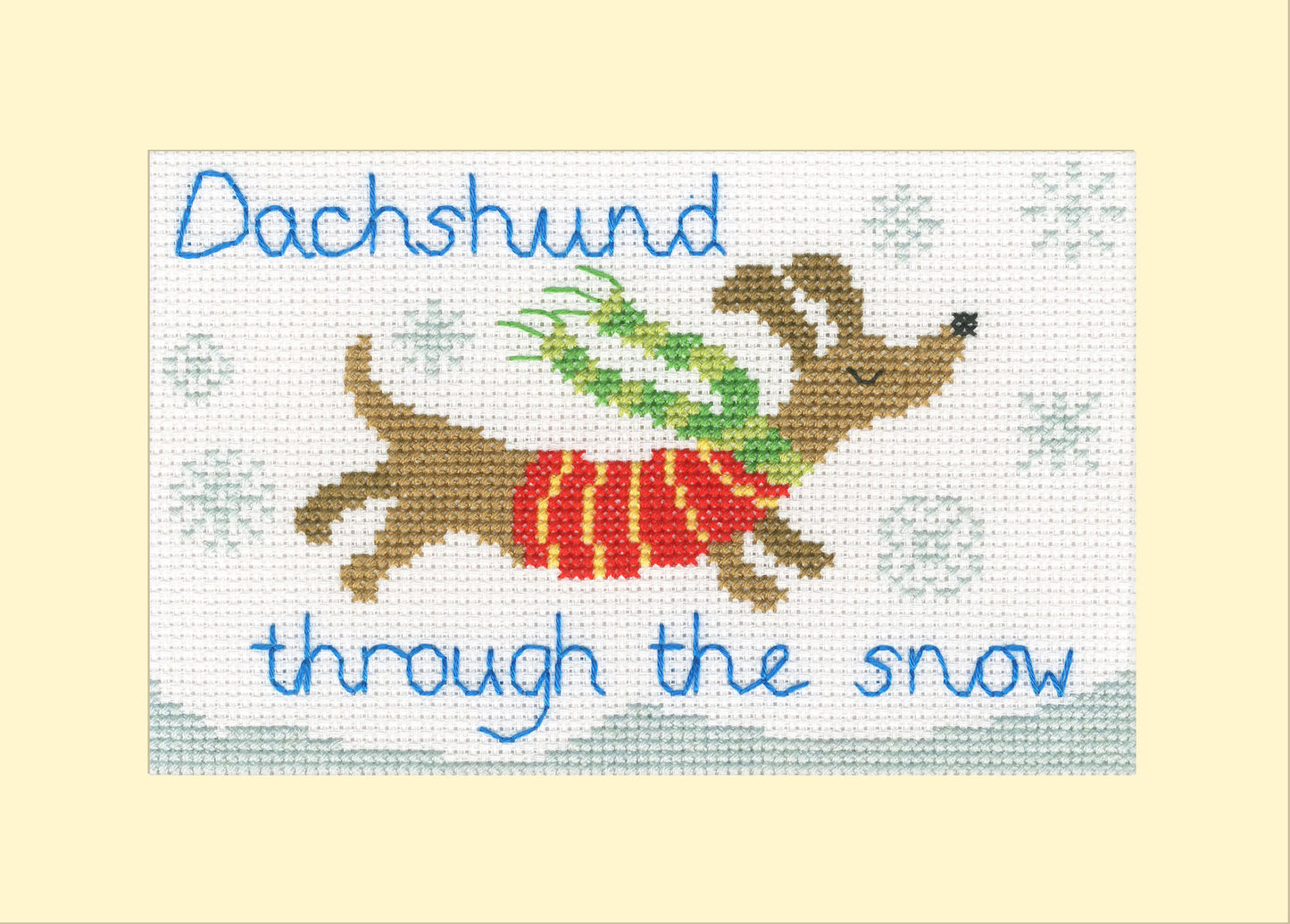 Christmas Card - Dachshund Through The Snow - Bothy Threads Cross Stitch Kit XMAS90