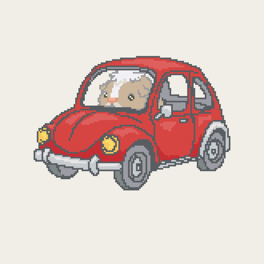 Guinea Pig Driving free guinea pig cross stitch pattern - Downloadable PDF