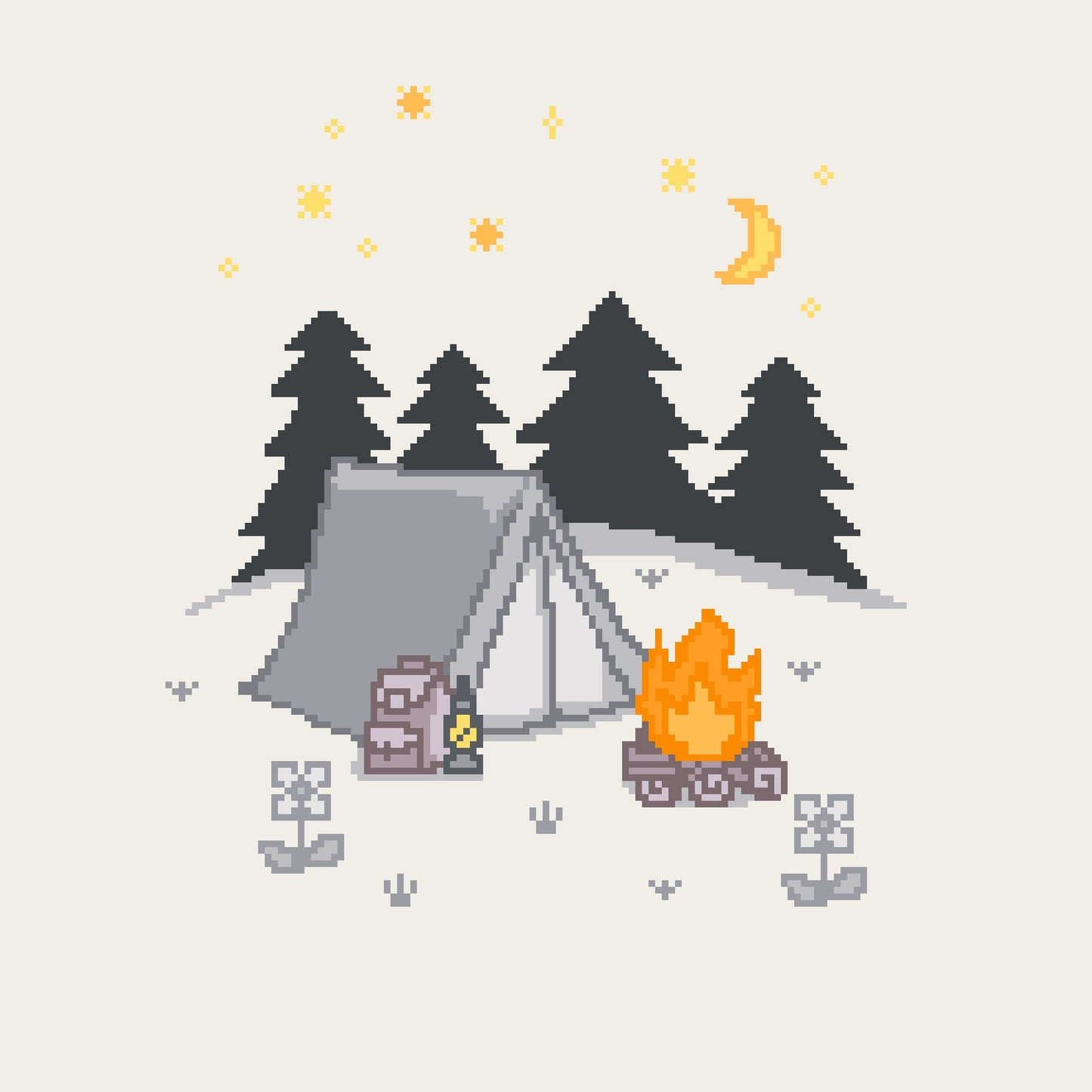Happy Campers - free cross stitch pattern - Downloadable PDF