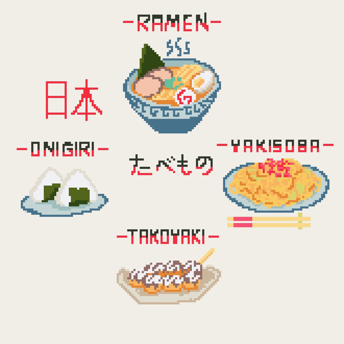 Japanese Food free global cuisine cross stitch pattern - Downloadable PDF