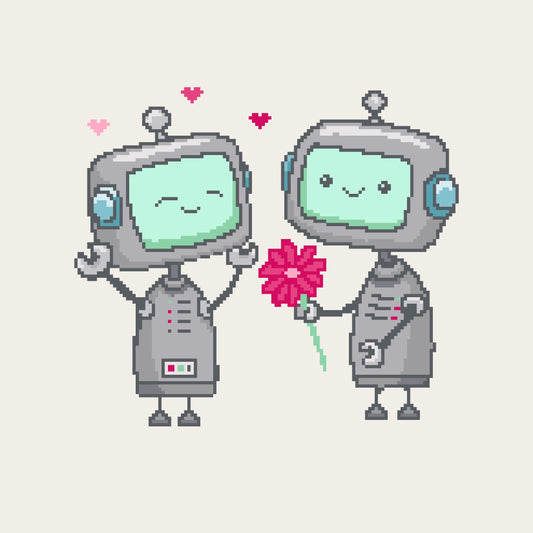 Robot Pals - Flower - free cross stitch pattern - Downloadable PDF