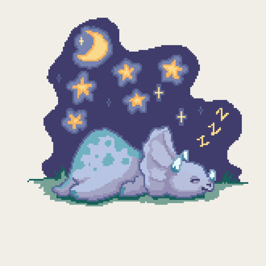 Sleepy Triceratops free dinosaur cross stitch pattern - Downloadable PDF