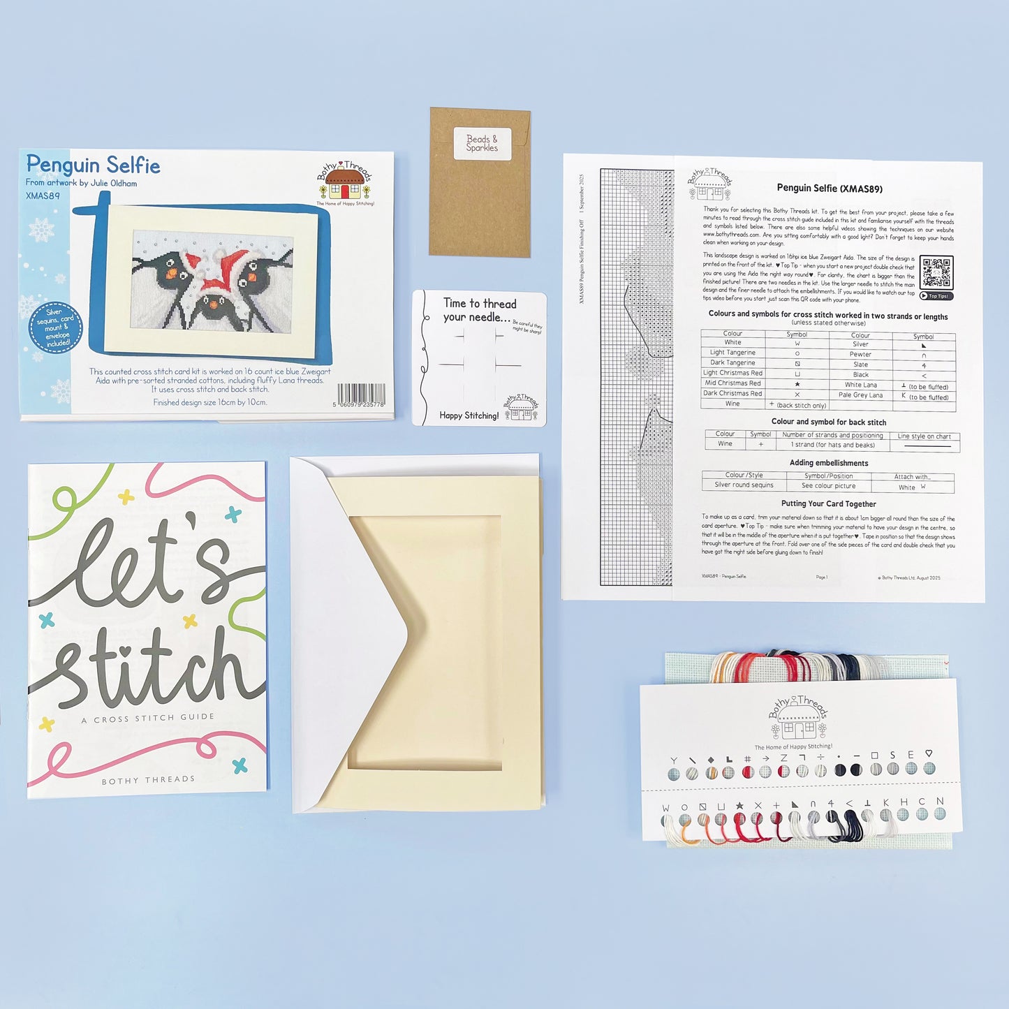 Christmas Card - Penguin Selfie - Bothy Threads Cross Stitch Kit XMAS89