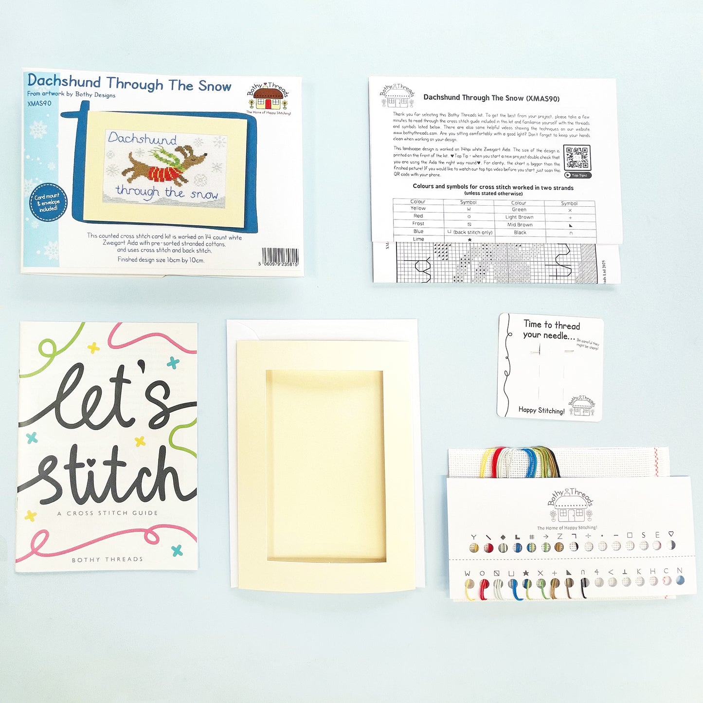 Christmas Card - Dachshund Through The Snow - Bothy Threads Cross Stitch Kit XMAS90