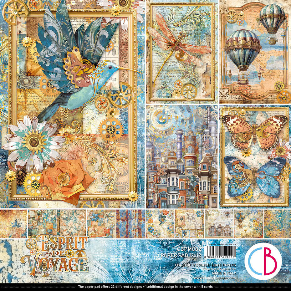 Ciao Bella Esprit de Voyage 12x12 Inch Paper Pad (12pcs) (CBPM082)