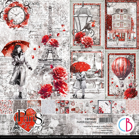 Ciao Bella Paris Je t'aime 12x12 Inch Paper Pad (12pcs) (CBPM081)