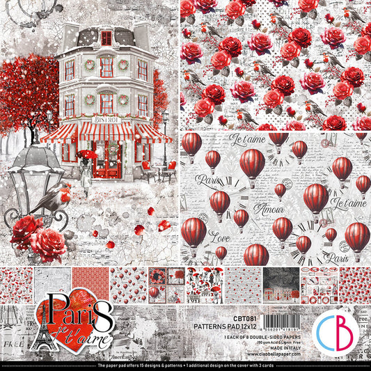 Ciao Bella  Paris Je t'aime 12x12 Inch Patterns Pad (8pcs) (CBT081)
